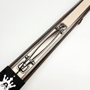 Vibrant Carbon Off-White One Piece Cue Case - Handle close up view