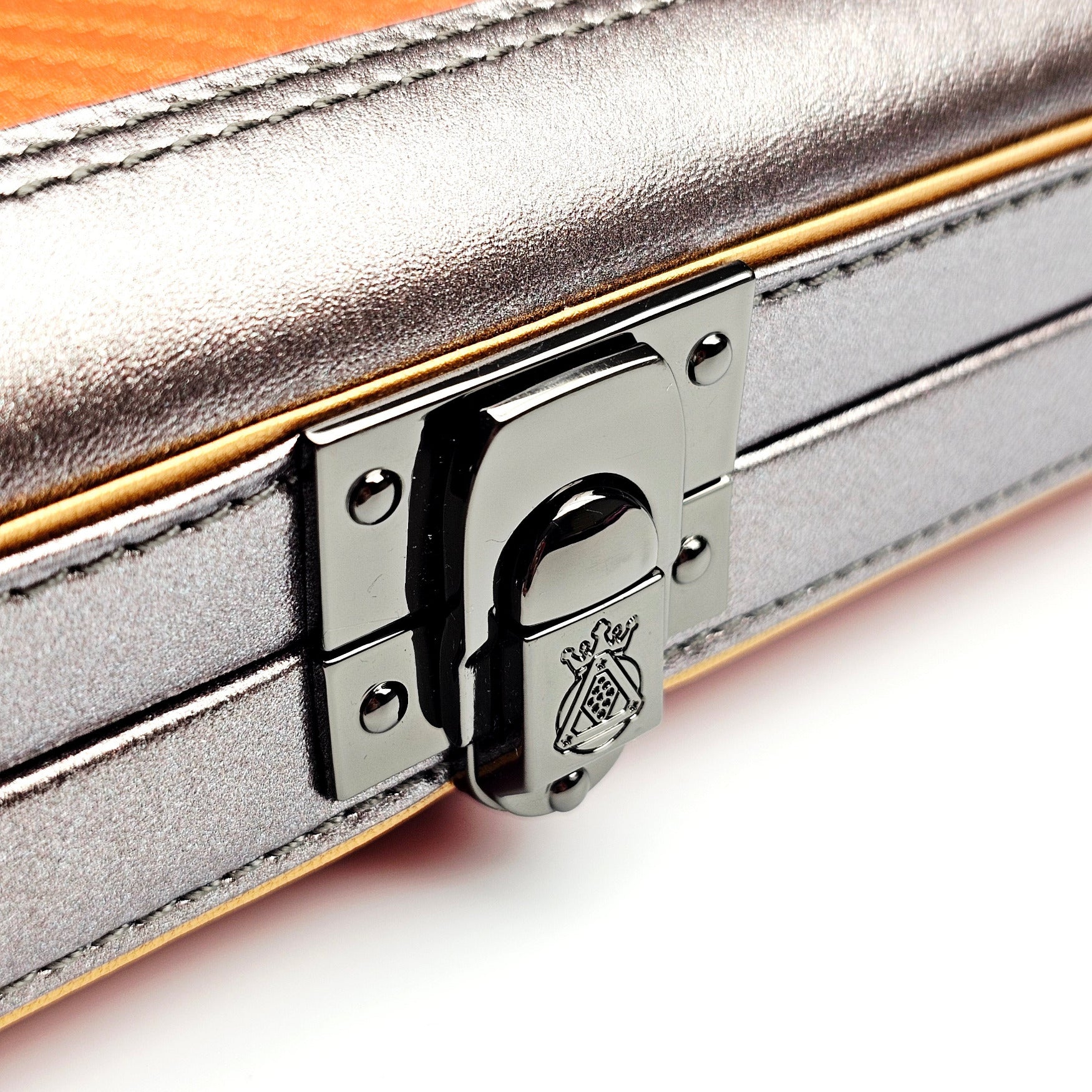 Vibrant Carbon Orange One Piece Cue Case - Clasp closed view