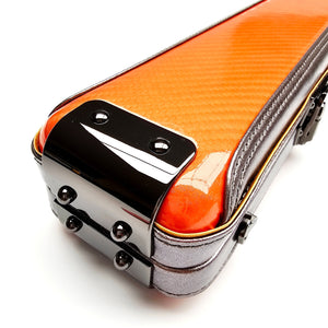 Vibrant Carbon Orange One Piece Cue Case - End cap close up view