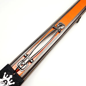 Vibrant Carbon Orange One Piece Cue Case - Handle close up view