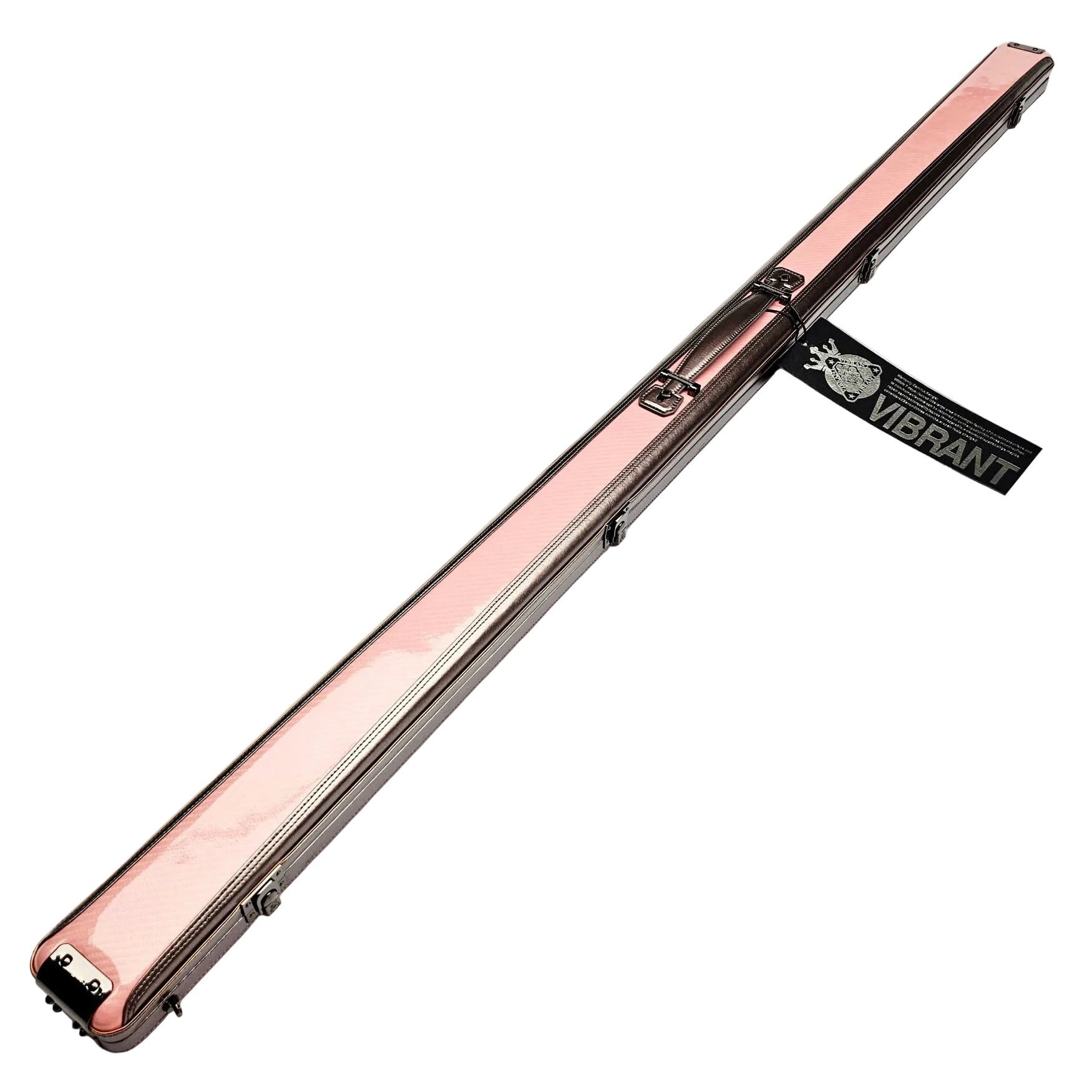 Vibrant Carbon Pink One Piece Cue Case - Outside on angle view