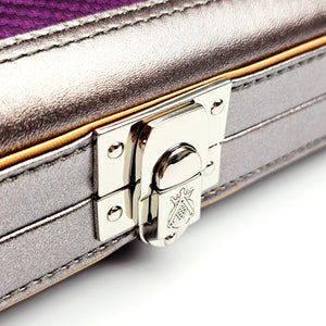 Vibrant Carbon Purple One Piece Cue Case - Clasp closed view