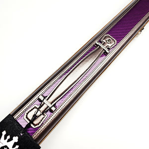 Vibrant Carbon Purple One Piece Cue Case - Handle close up view