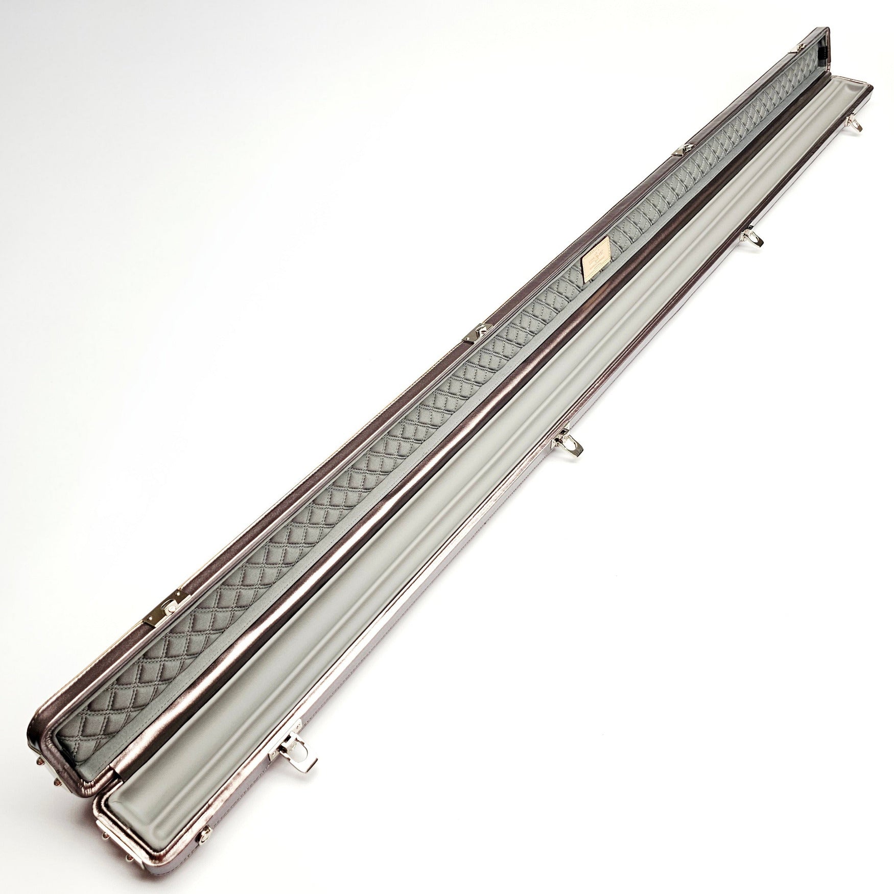 Vibrant Carbon Purple One Piece Cue Case - Inside on angle view