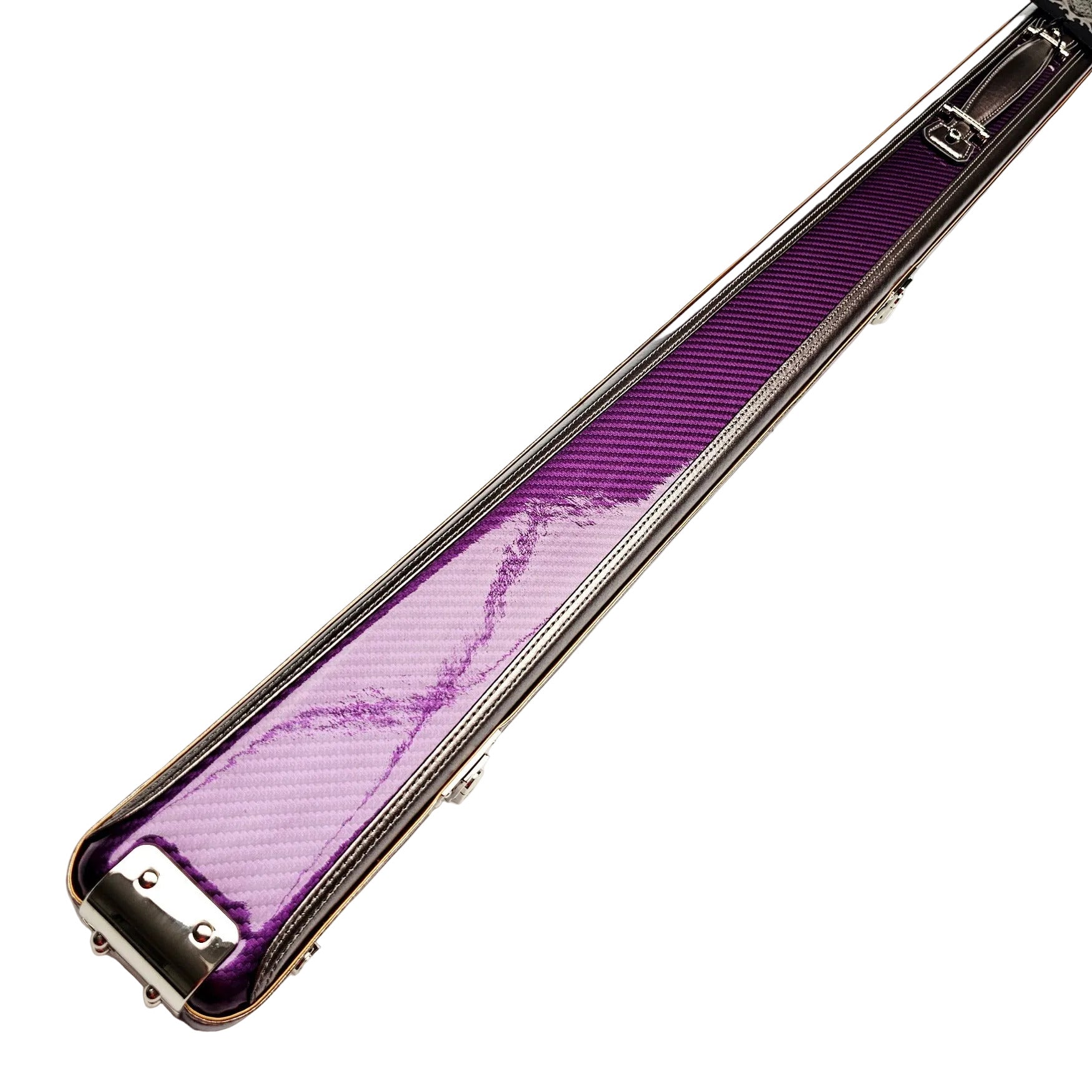 Vibrant Carbon Purple One Piece Cue Case - Outside Close Up View