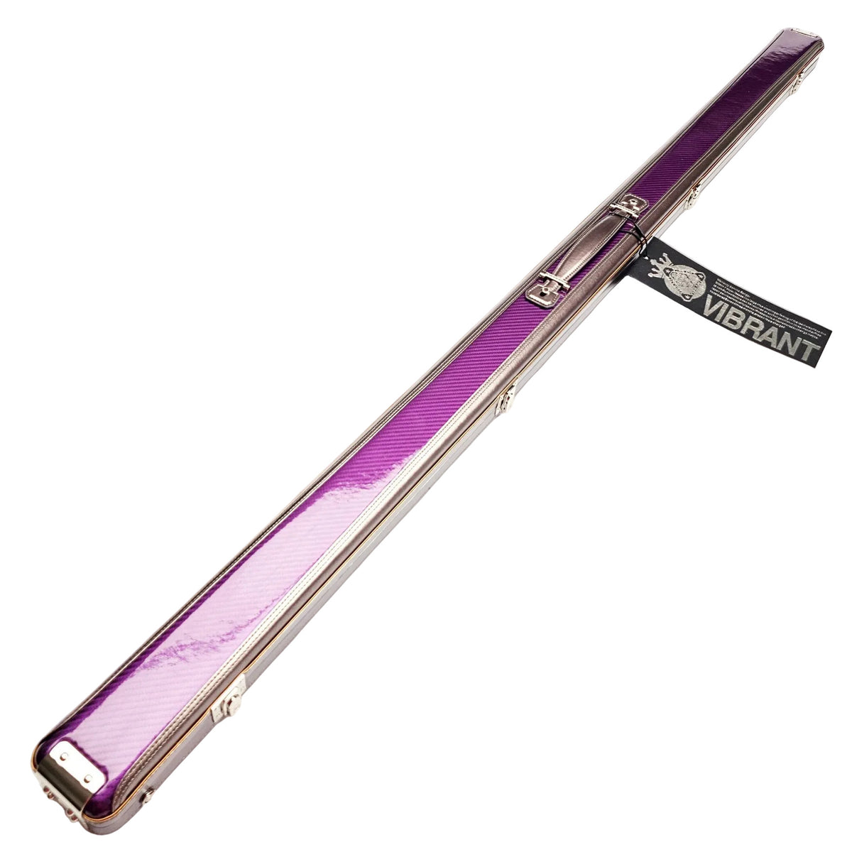 Vibrant Carbon Purple One Piece Cue Case - Outside on angle view