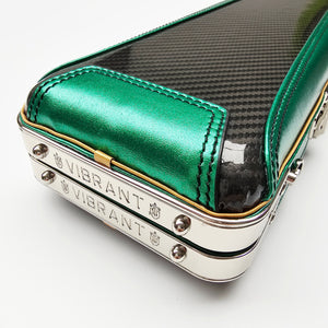 Vibrant Carbon Series 3 Channel Black/Green One Piece Cue Case - End cap close up view