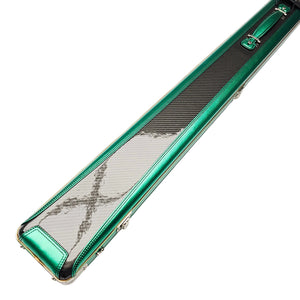 Vibrant Carbon Series 3 Channel Black/Green One Piece Cue Case - Outside close up view