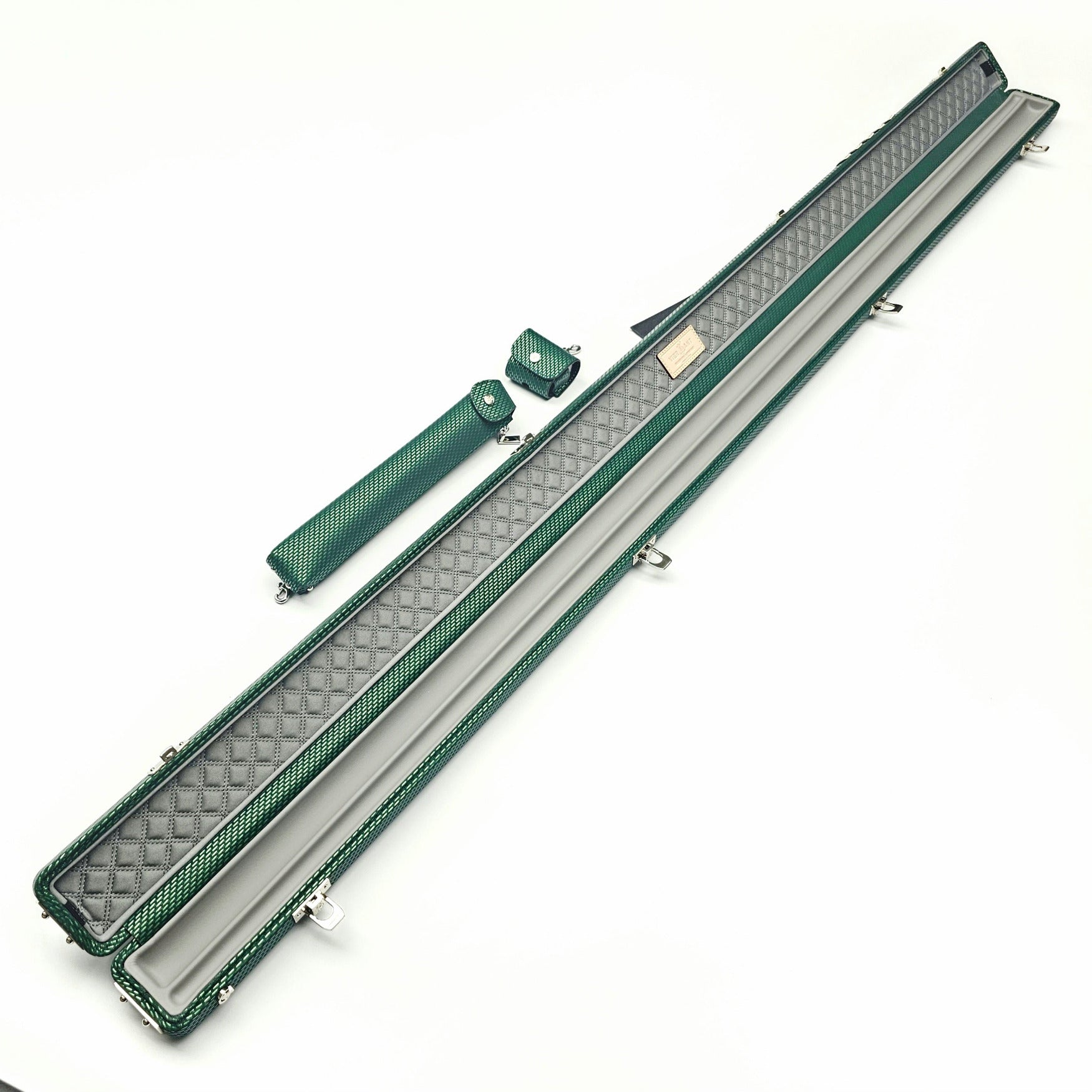 Vibrant Meteor Shower Green One Piece Cue Case - Inside on angle view