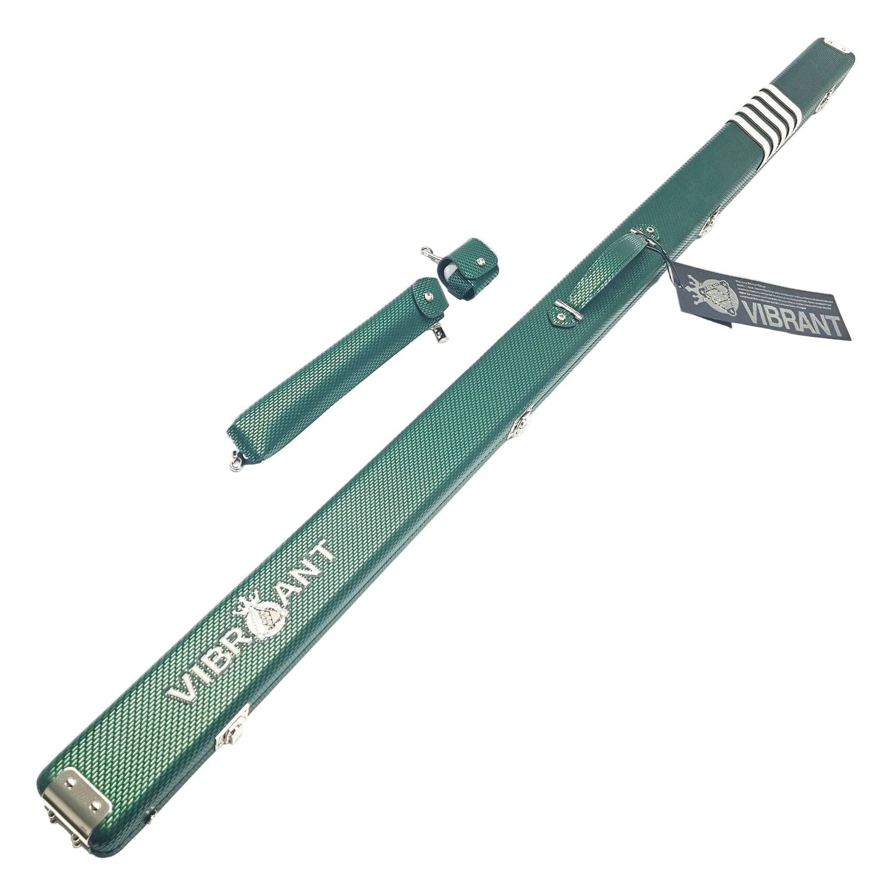 Vibrant Meteor Shower Green One Piece Cue Case - Outside on angle view.