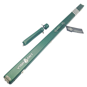 Vibrant Meteor Shower Green One Piece Cue Case - Outside on angle view.
