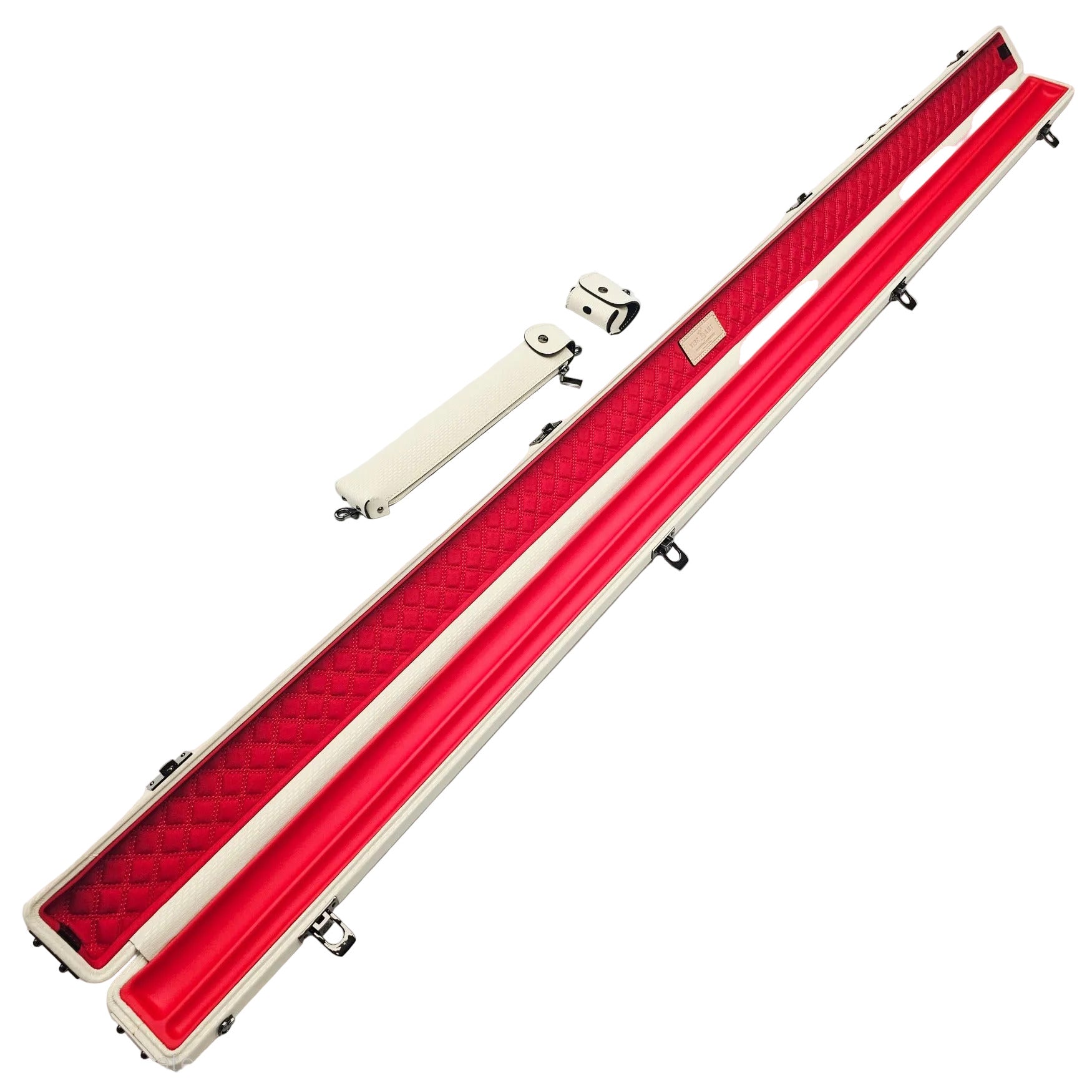 Vibrant Meteor Shower Off-White One Piece Cue Case - Inside on angle view
