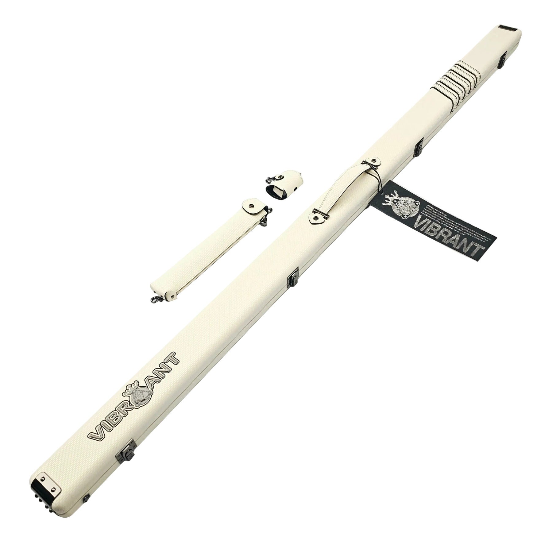 Vibrant Meteor Shower Off-White One Piece Cue Case - Outside on angle view