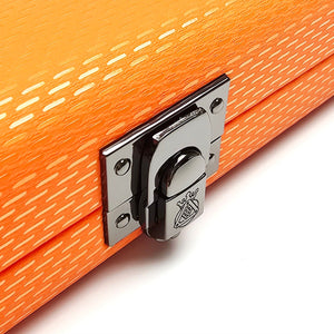 Vibrant Meteor Shower Orange One Piece Cue Case - Clasp closed view