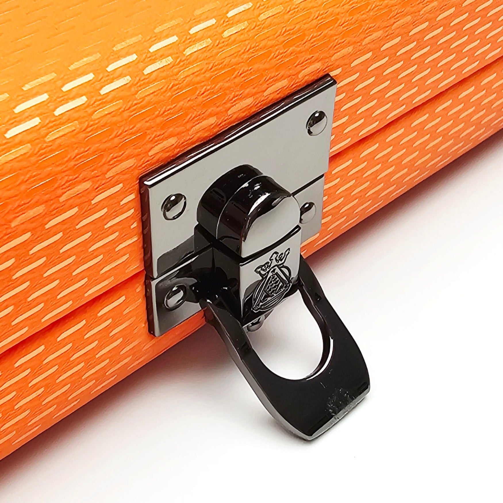 Vibrant Meteor Shower Orange One Piece Cue Case - Clasp open view