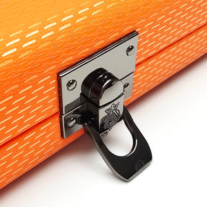Vibrant Meteor Shower Orange One Piece Cue Case - Clasp open view