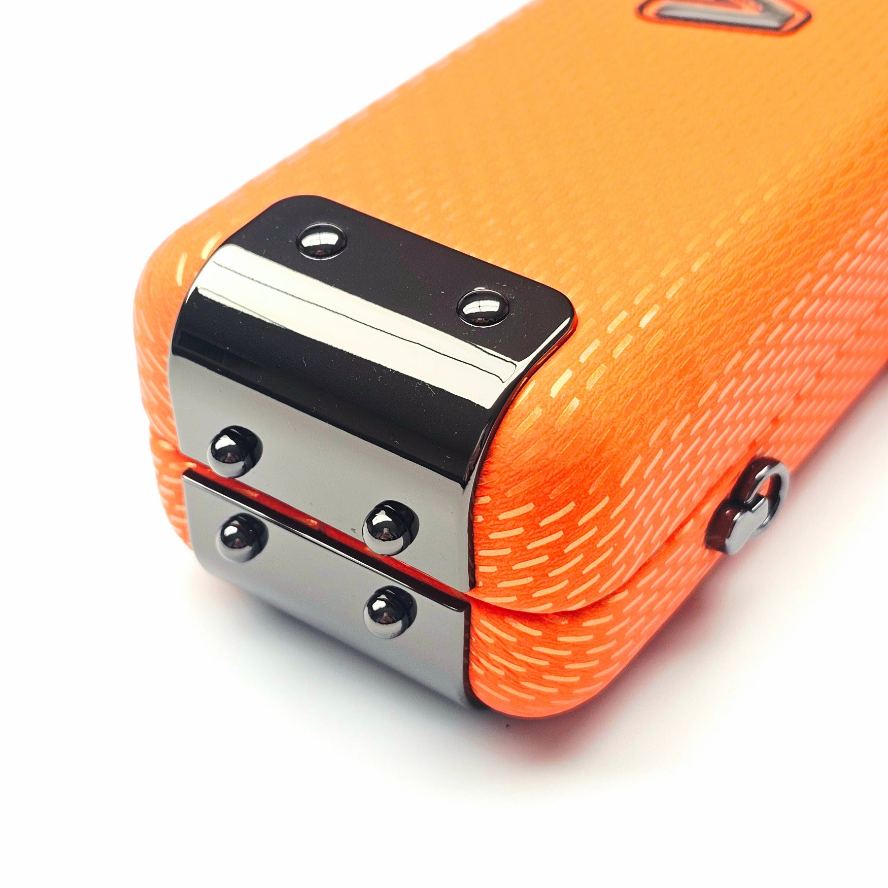 Vibrant Meteor Shower Orange One Piece Cue Case - End cap close up view