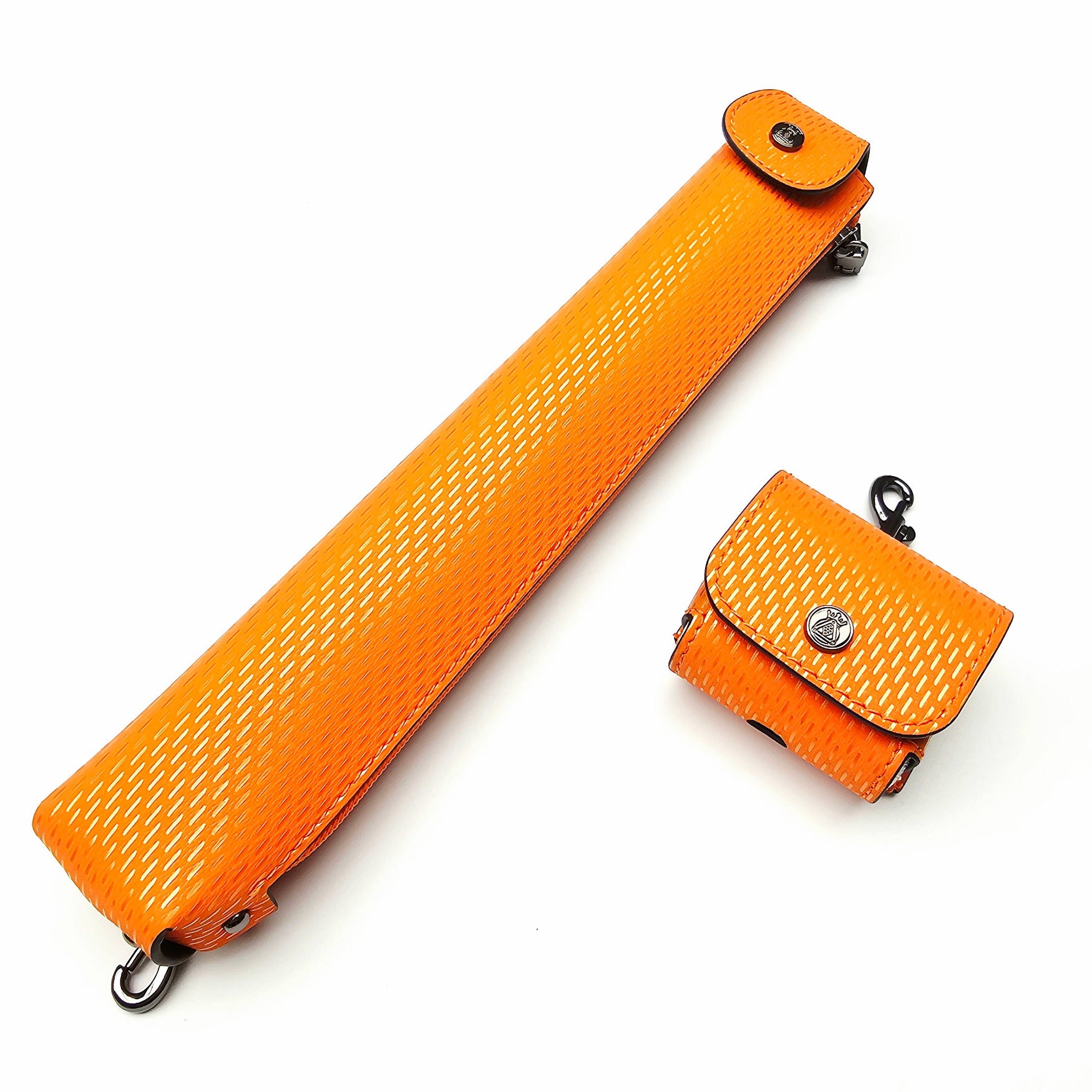 Vibrant Meteor Shower Orange One Piece Cue Case - Extension & Chalk Pouch