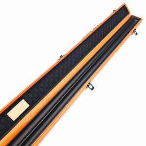 Vibrant Meteor Shower Orange One Piece Cue Case - Inside close up view