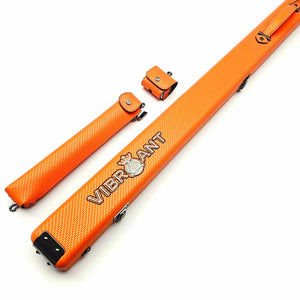 Vibrant Meteor Shower Orange One Piece Cue Case - Outside close up view