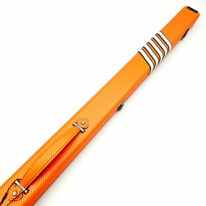 Vibrant Meteor Shower Orange One Piece Cue Case - Outside top on angle view