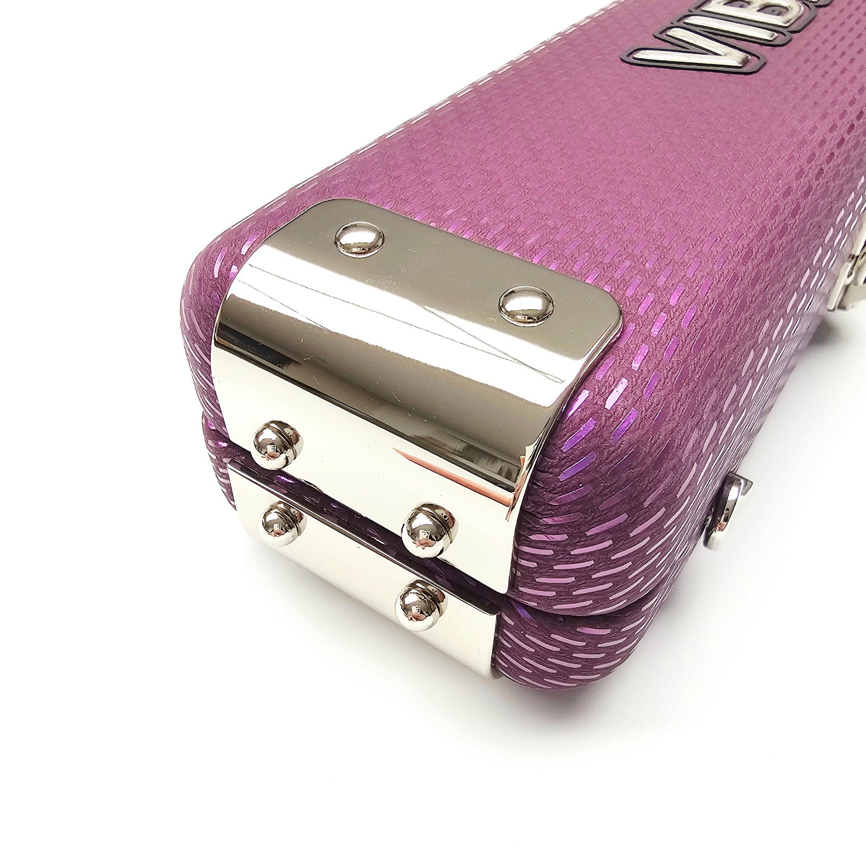 Vibrant Meteor Shower Purple One Piece Cue Case - End cap close up view