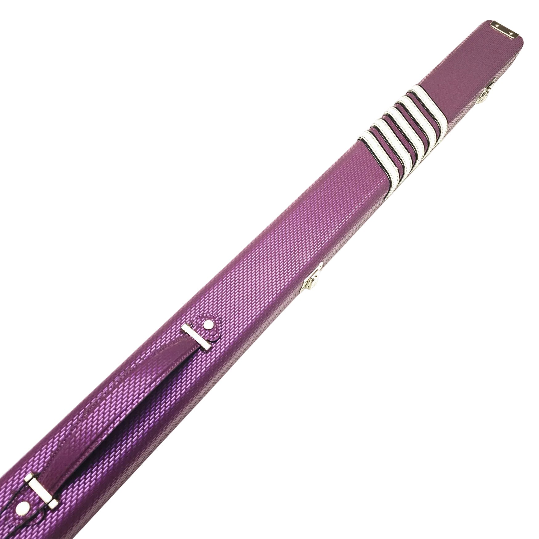 Vibrant Meteor Shower Purple One Piece Cue Case - Outside top on angle view