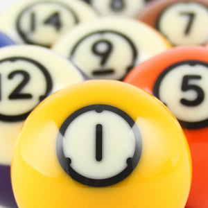 dynaspheres rhodium-pool ball set close up view