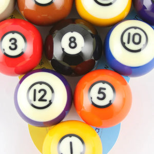 dynaspheres rhodium pool ball set close up assorted view