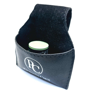 Premium Cues Chalk Pouch in black with chalk view