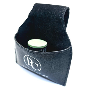 Premium Cues Chalk Pouch in black with chalk view