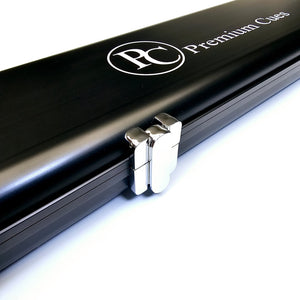 Premium Cues One Piece 3 Channel Aluminium Cue Cases in Black close up
