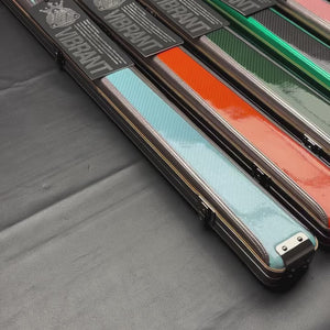A selection of Vibrant Carbon 2 channel cue cases
