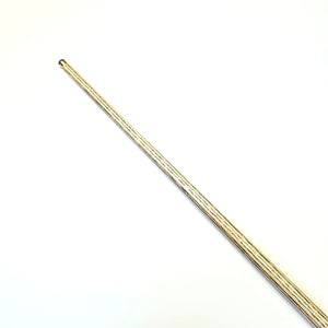 Side view of Premium Cues ICON No.015 snooker cue shaft highlighting the natural ash wood grain and straight craftsmanship.