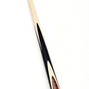 Full view of Asia Cues Connoisseur No.263 one piece snooker cue, 57.75 inches long with 9.5mm tip and 18.2oz weight, ideal for precision play.