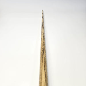 Top view of Premium Cues ICON No.011 showcasing the straight grain of the handpicked ash shaft for precision and balance.