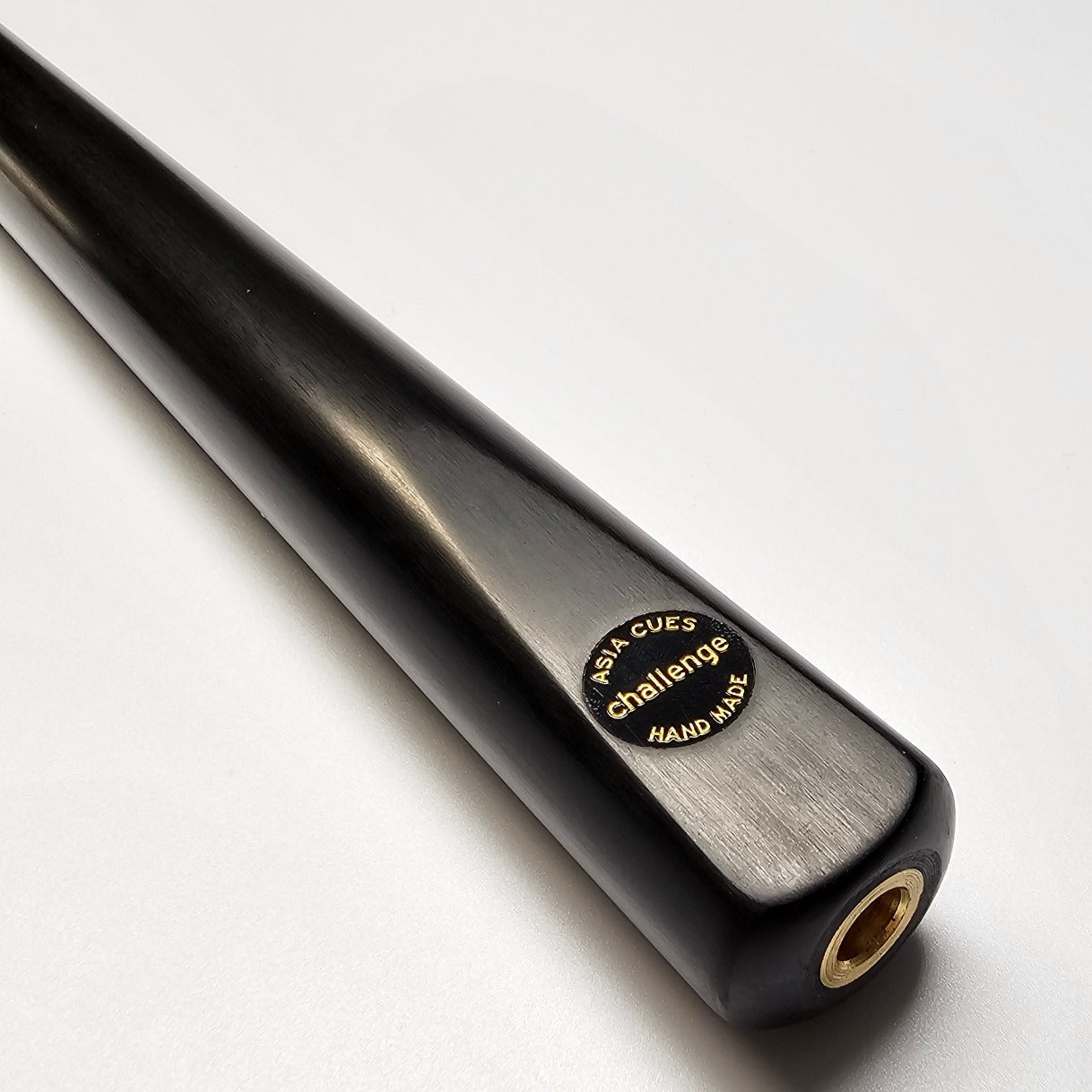Asia Cues Challenge Range 3/4 Split Ebony Butt Maple shaft Badge View