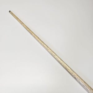 Detailed side angle of Premium Cues ICON No.002 shaft showing the fine wood texture and high-quality finish for indoor billiards.