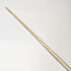 Side view of Premium Cues ICON No.003 snooker cue shaft emphasizing the handcrafted wood texture and precision finish.