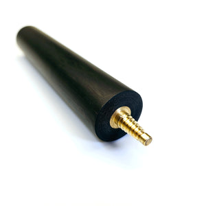 Asia Cues 6" Solid Ebony Mini Butt with brass screw-on joint, perfect cue accessory for extending reach in billiards or snooker.
