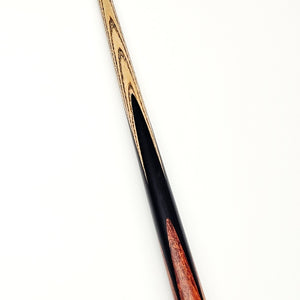 Full view of Asia Cues Signature No.560 one piece snooker cue, 57.25 inches long with 9.5mm tip and 18.7oz weight, ideal for professional play.