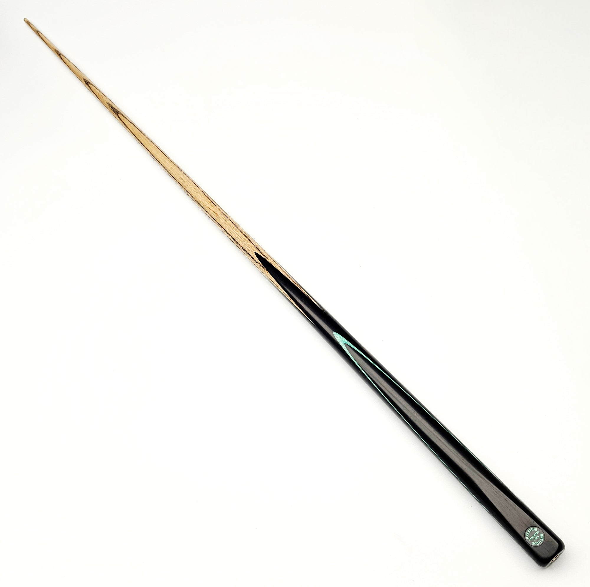 Prestige Cues Green Plate - One Piece Snooker Cue 9.6mm Tip, 18.1oz, 58"