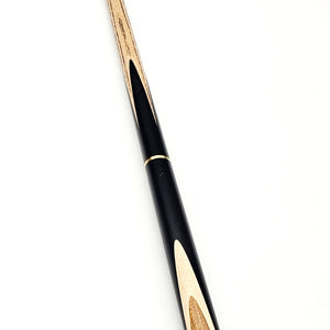 Full view of Asia Cues Ultimate No.1053 3/4 jointed snooker cue, 57.5 inches long with 9.8mm tip and 18.5oz weight.