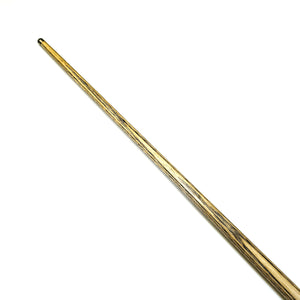 Angled view of Premium Cues ICON No.013 shaft showing detailed ash wood grain and smooth finish for consistent cue ball control.