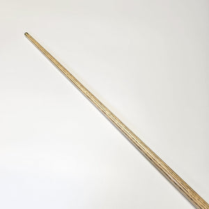 Side view of Premium Cues ICON No.008 - One Piece Snooker Cue shaft, emphasizing the fine ash wood texture.