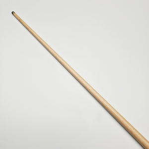 Top section of Asia Cues Support snooker cue showcasing smooth maple shaft and 9.7mm tip for accurate cue ball control.
