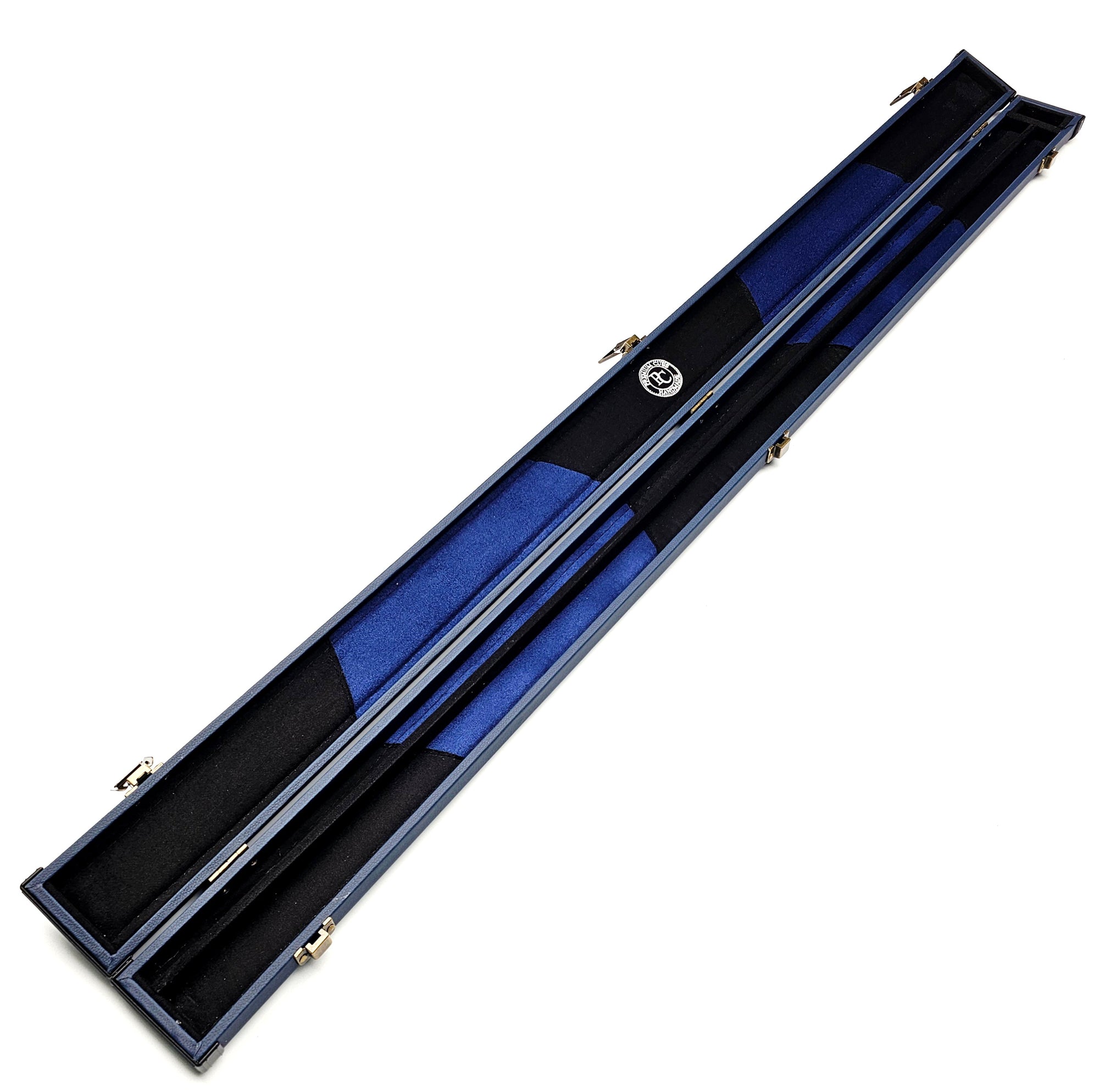 Premium Cues Navy Blue Faux Leather + Shoulder Strap 3/4 Cue Case