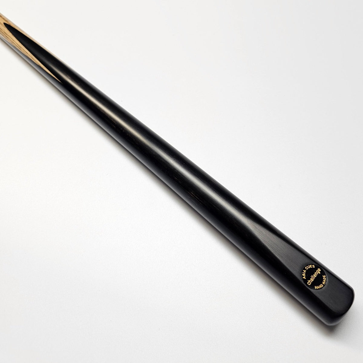 Asia Cues Challenge Range One Piece Cue Ash Shaft Ebony Butt. Butt View