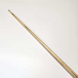 Premium Cues ICON No.008 snooker cue shaft detail showing natural ash wood grain for enhanced control and accuracy.