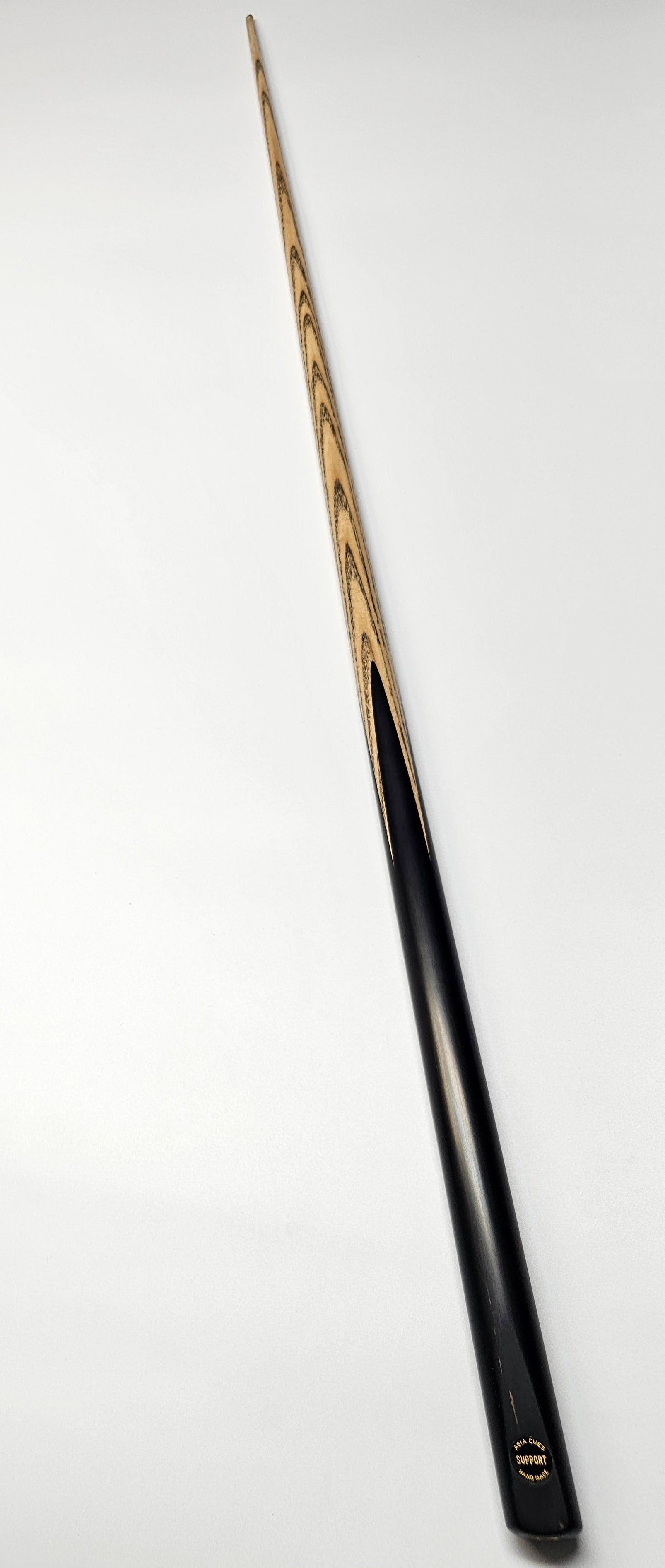 Asia Cues Support - One Piece Snooker Cue  Handmade Ebony Butt. Full Lengh View